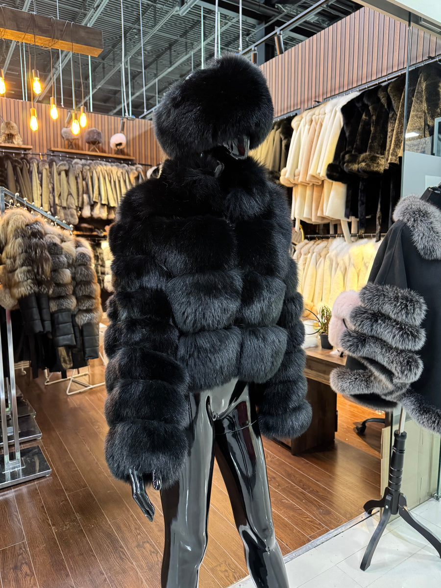 Black Fox Fur Jacket – Elisa Fur