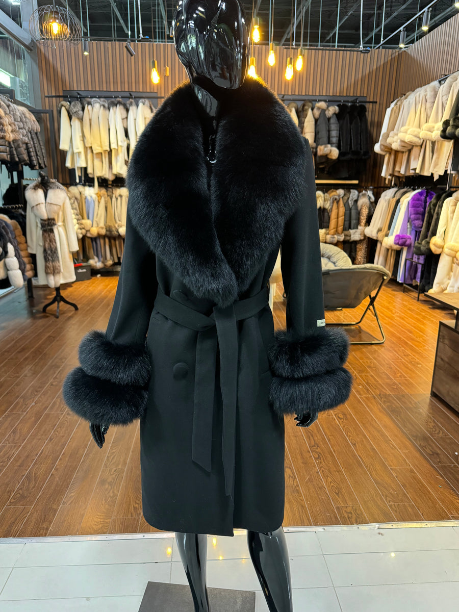 Black Fox Fur and Cashmere Coat – Elisa Fur