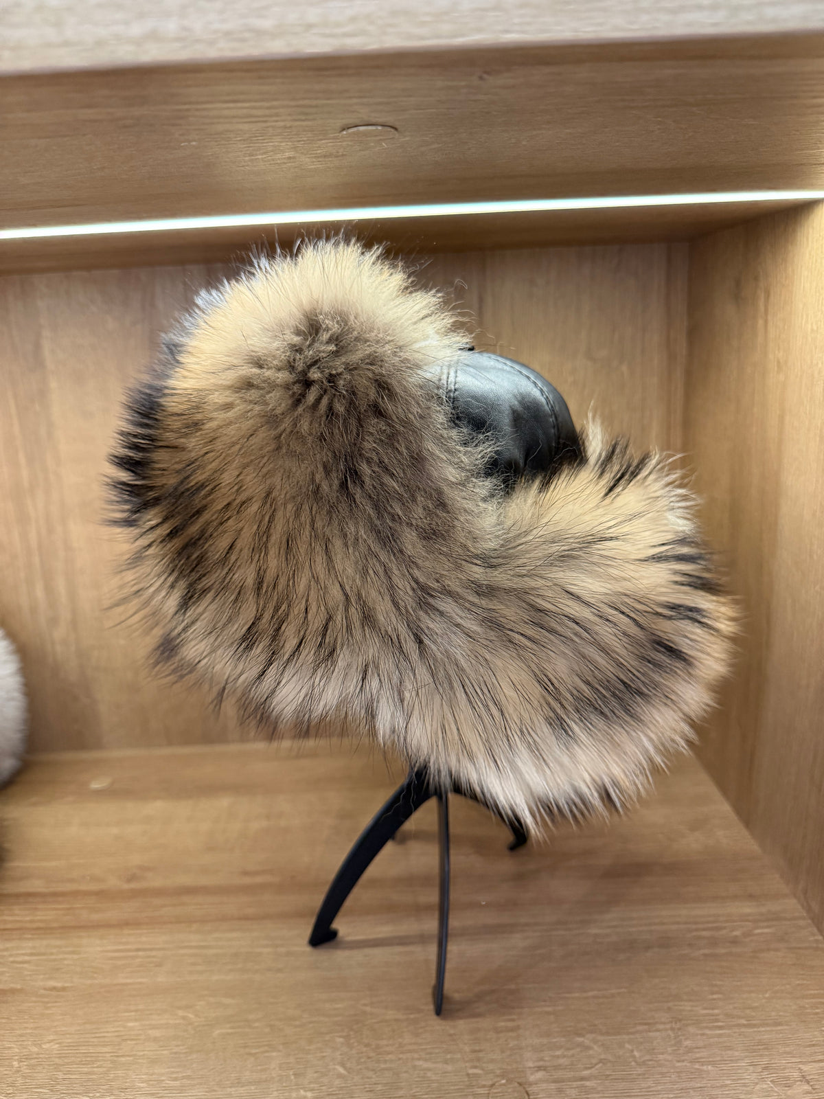 Natural Raccoon Fur & Genuine Leather Luxury Hat