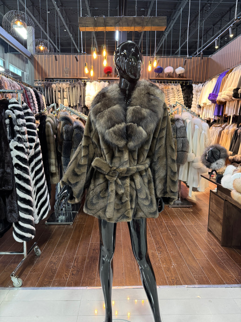 Brown Fox Fur & Alcantara Coat