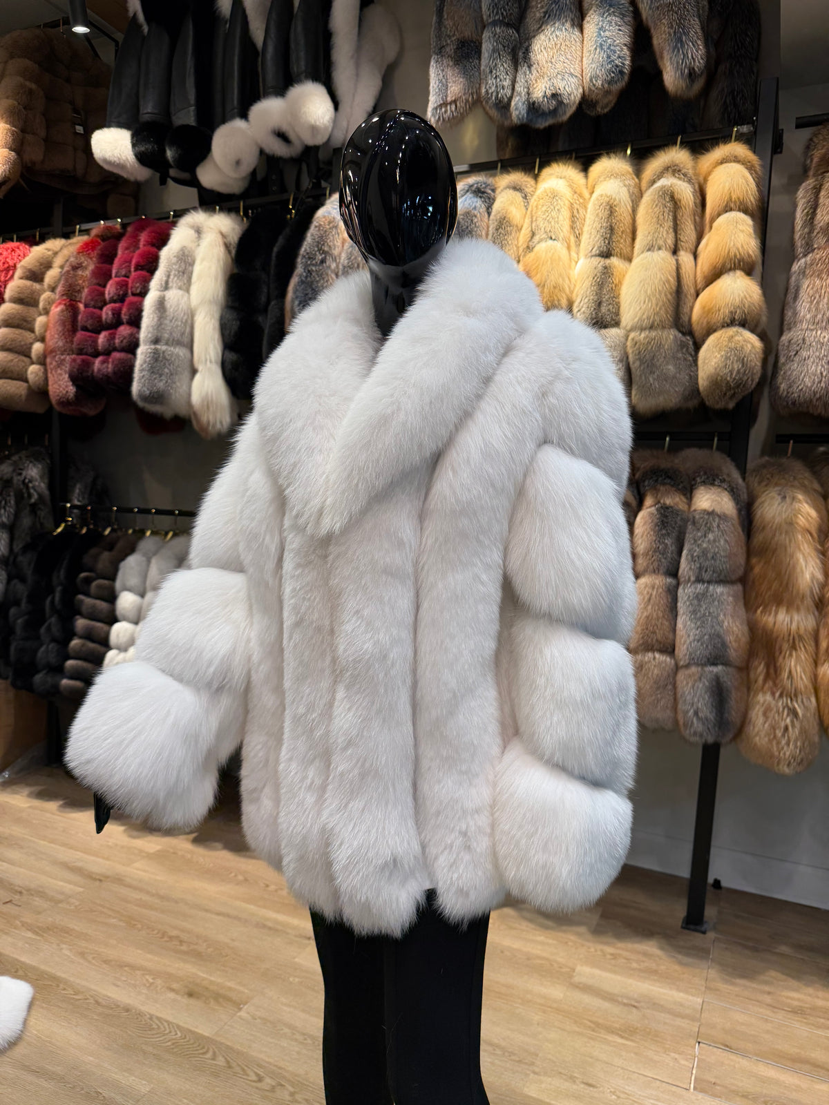 Snow White Genuine Fox Fur Jacket -Luxury Winter Coat