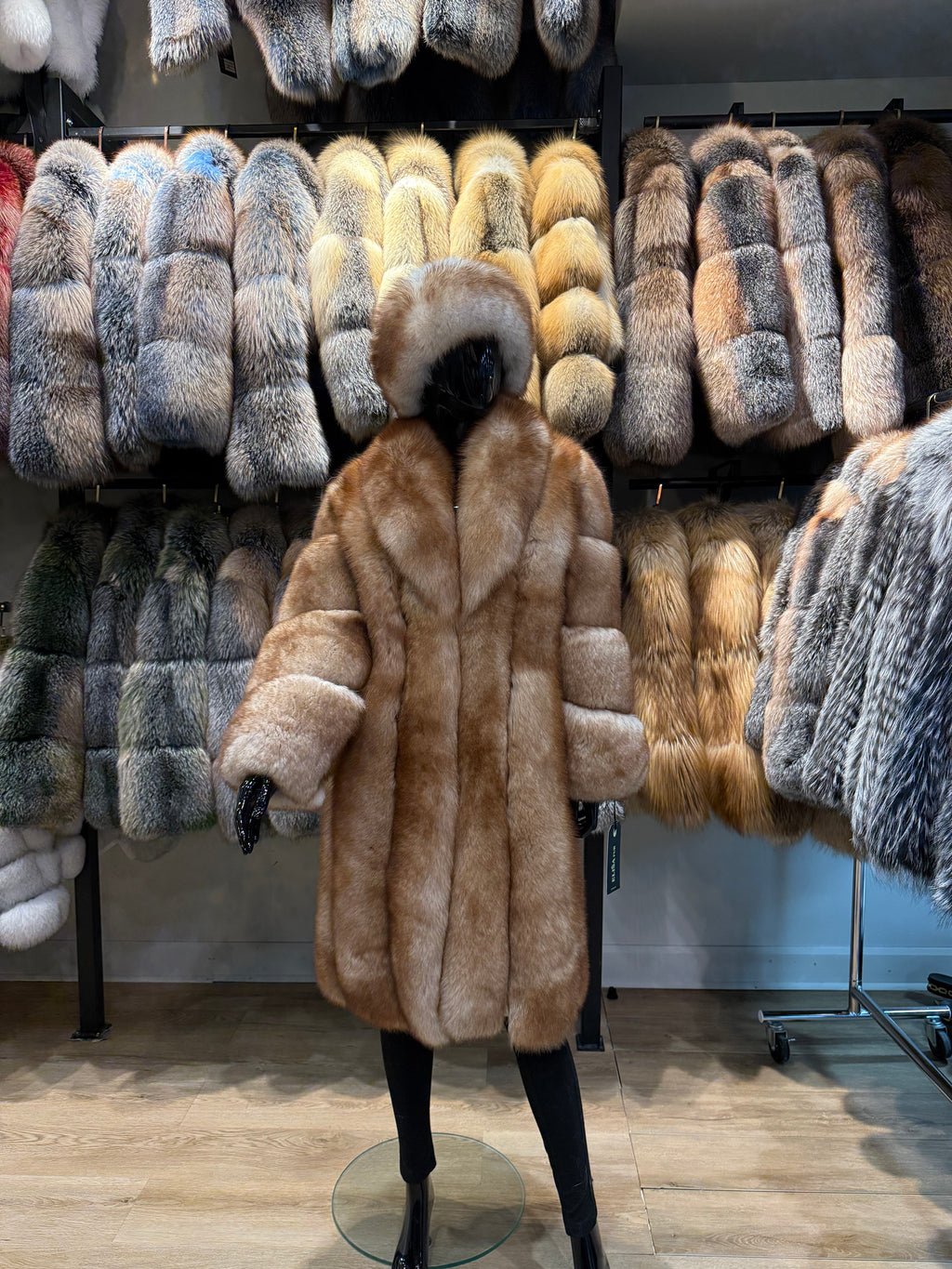 Luxury Golden Fox Fur Coat, Premium Quality