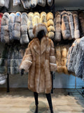 Luxury Golden Fox Fur Coat, Premium Quality