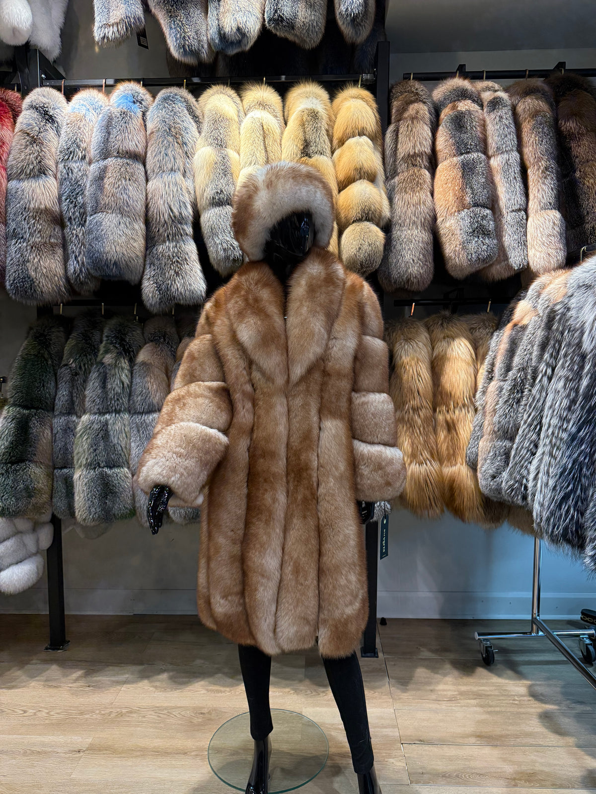 Luxury Golden Fox Fur Coat, Premium Quality