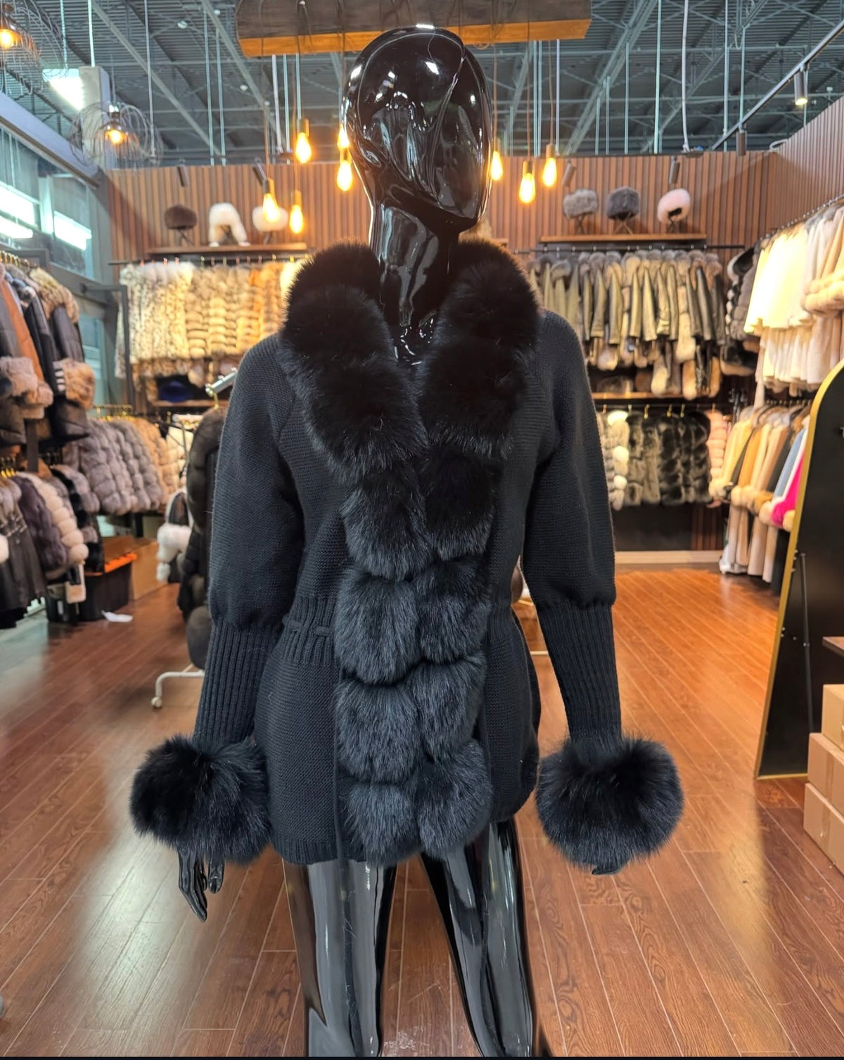 Luxury Fox Fur & Knit Fabric Jacket – Exclusive Designer Collection