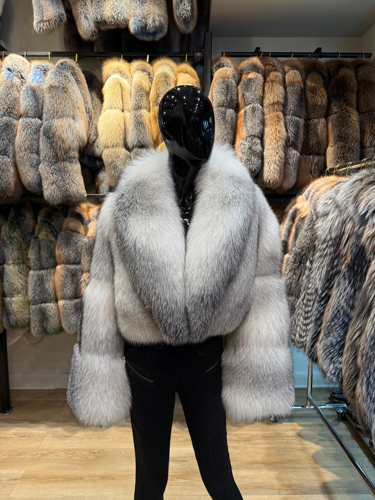 One-Piece White Frost Fur Jacket – Luxury Handmade Women’s Winter Coat
