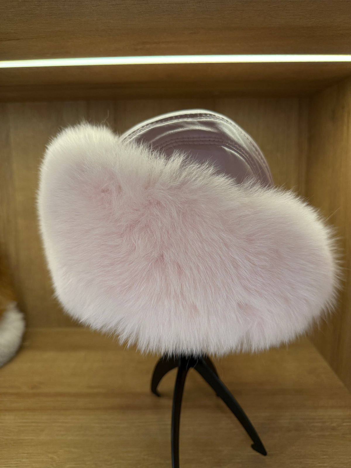 Baby Pink Fox Fur & Genuine Leather Luxury Hat