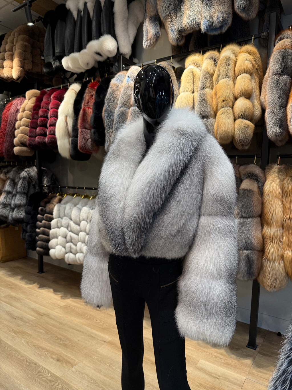 One-Piece White Frost Fur Jacket – Luxury Handmade Women’s Winter Coat