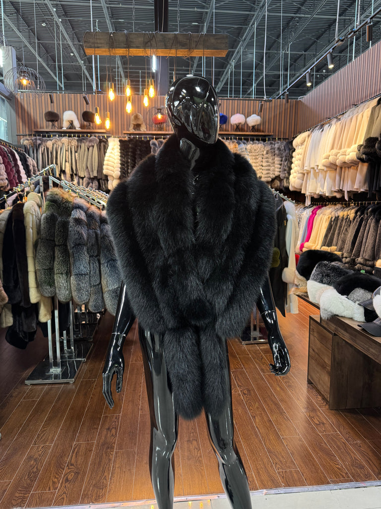 Luxury Black Fox Fur Shawl – 100% Real & Elegant