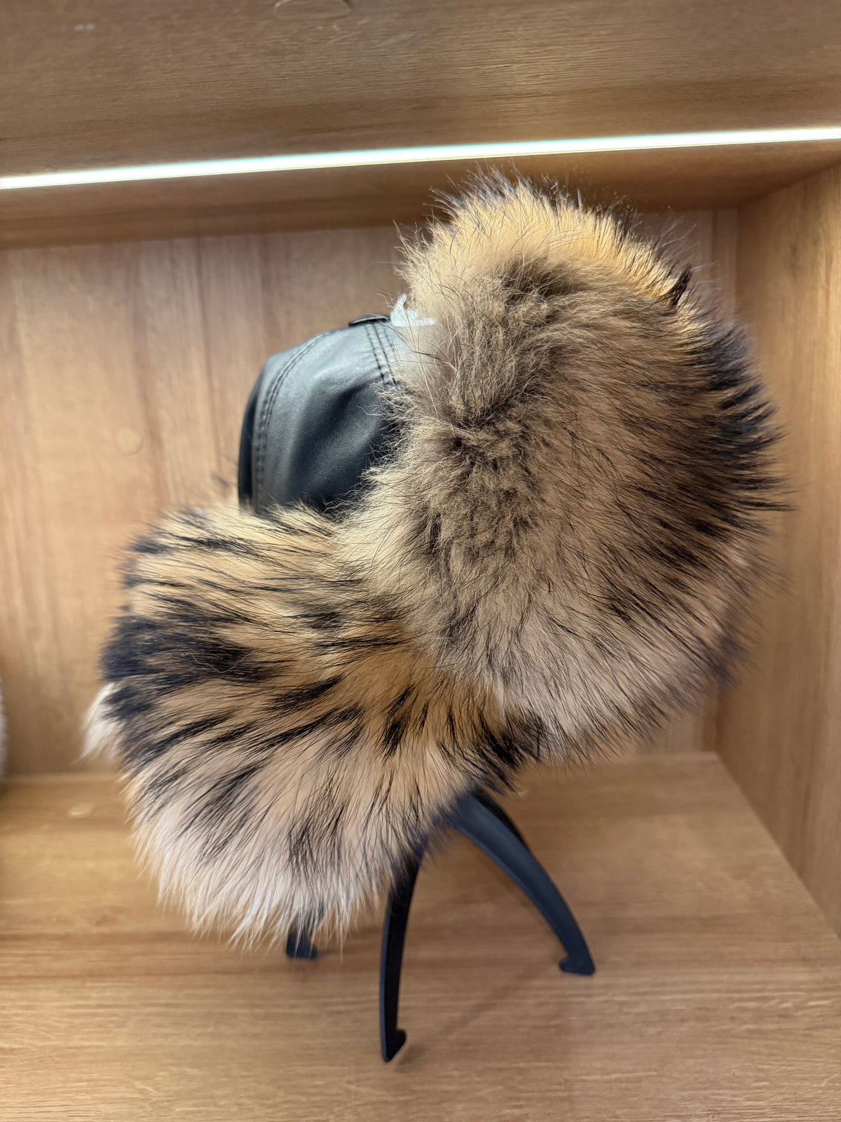 Natural Raccoon Fur & Genuine Leather Luxury Hat