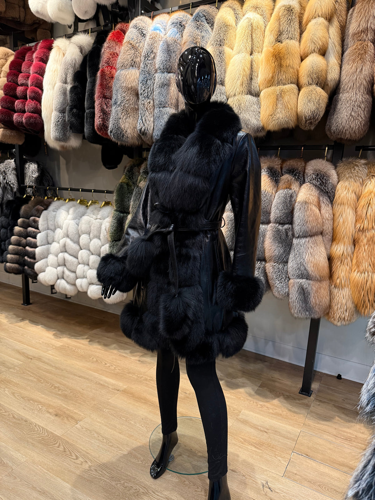 Luxury Fox Fur & Genuine Leather Coat – Real Fox Fur Leather Winter Coat – Handmade Luxury Fur Jacket – Premium Fur Outerwear