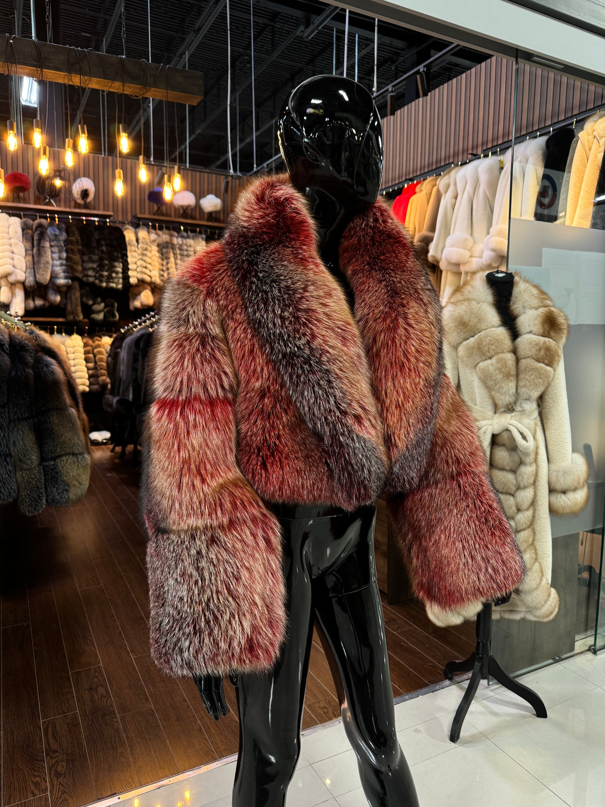 Premium Red Fox Fur Jacket – Exclusive Custom Color
