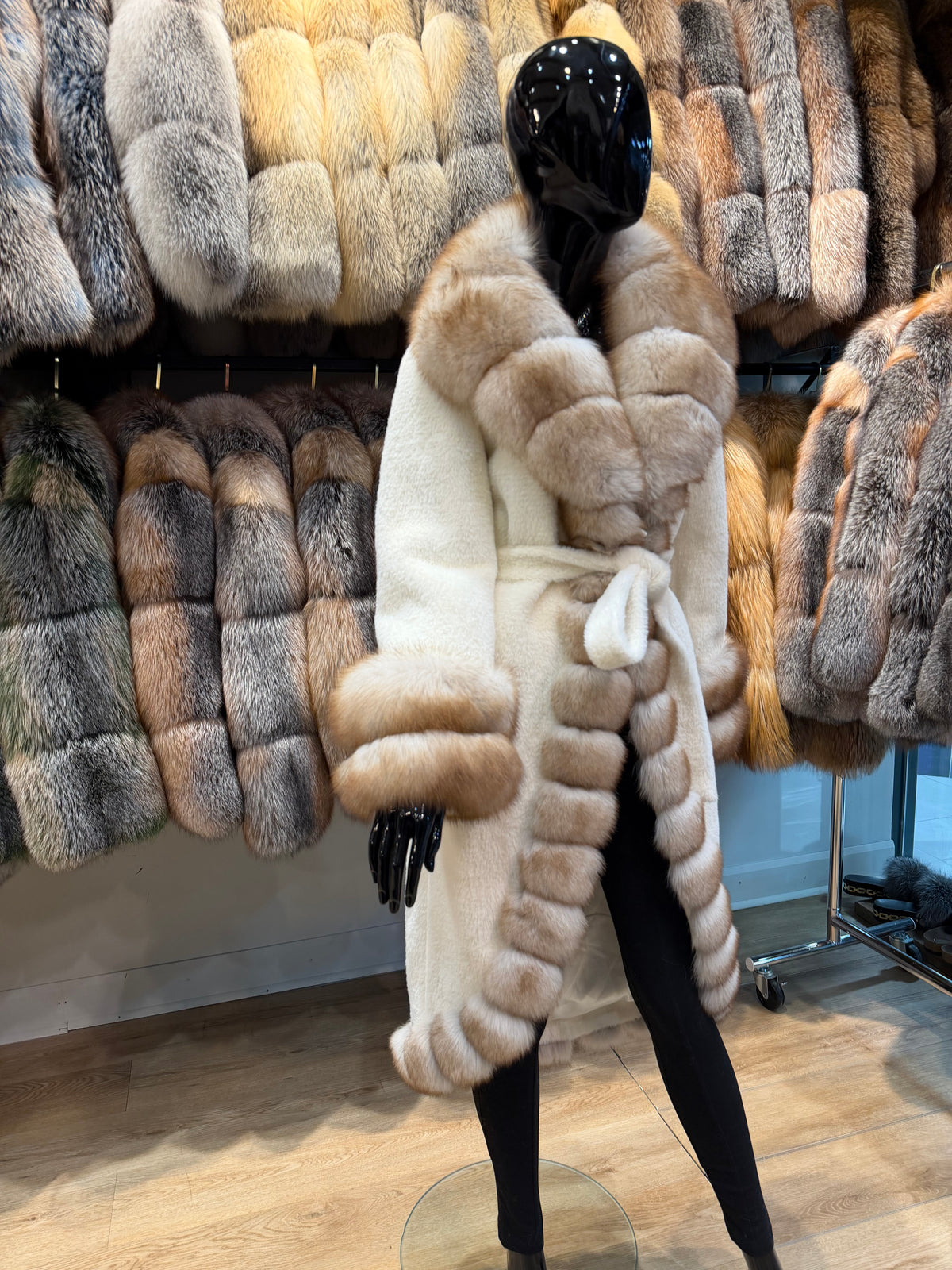 Exclusive Fox Fur Trimmed Alcantara Coat – Luxury Women’s Designer Jacket