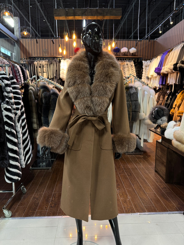 Brown Fox Fur & Cashmere Coat