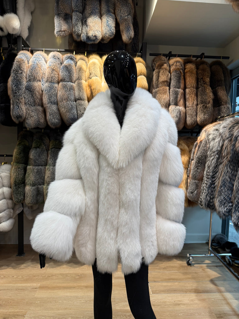 Snow White Genuine Fox Fur Jacket -Luxury Winter Coat