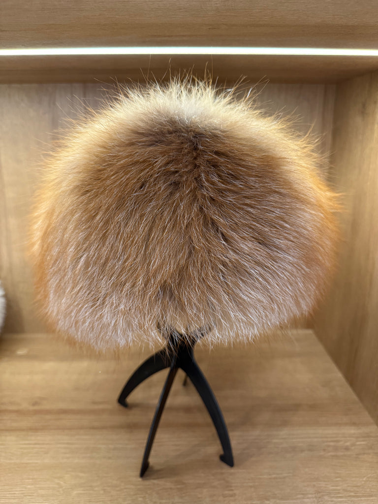 Natural Fox Fur & Genuine Leather Luxury Hat