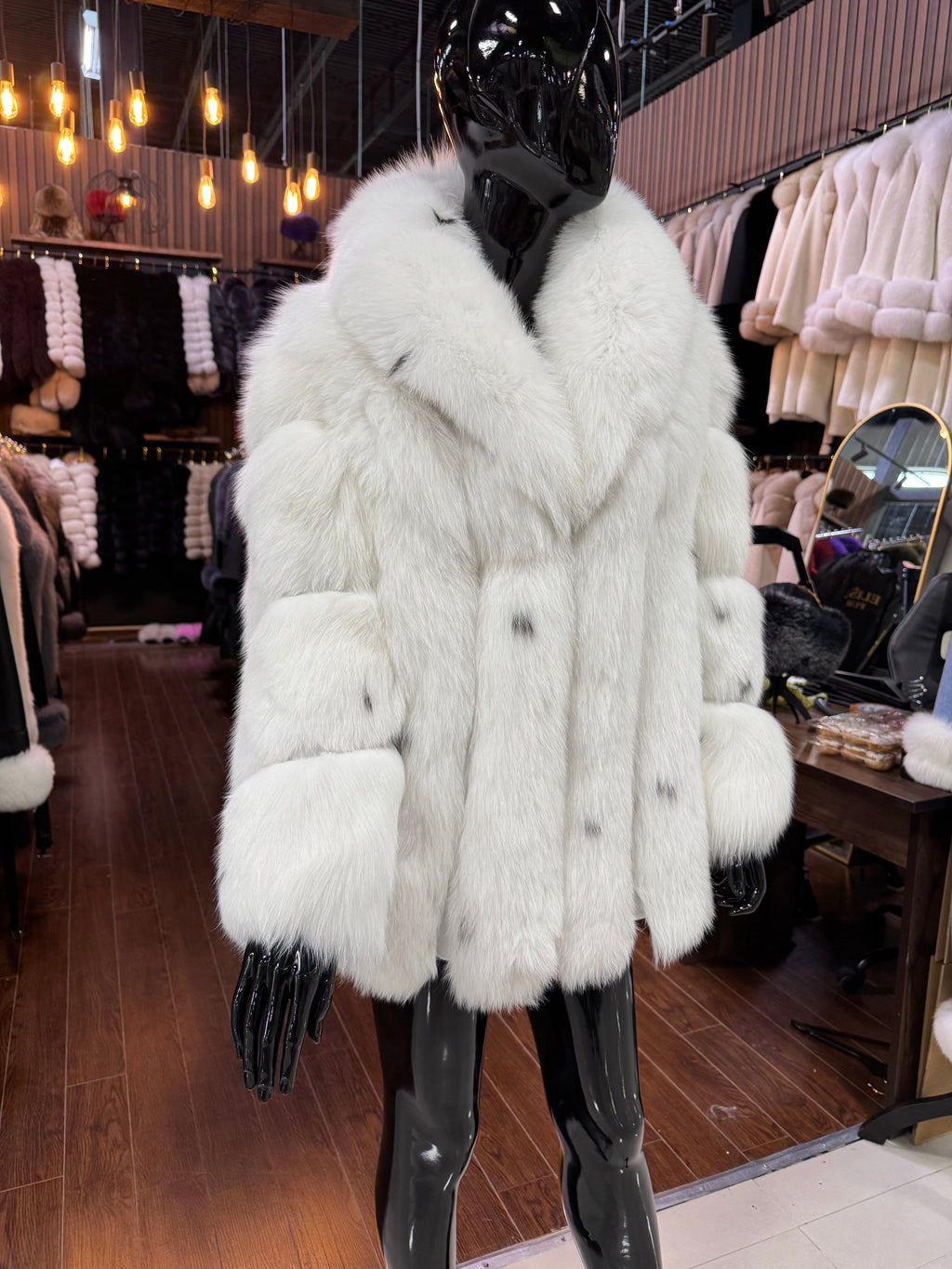 Exclusive Design Dalmatian White Fox Fur Jacket