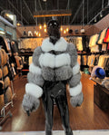 Silver and White Real Fox Fur Jacket – Premium Handmade Design