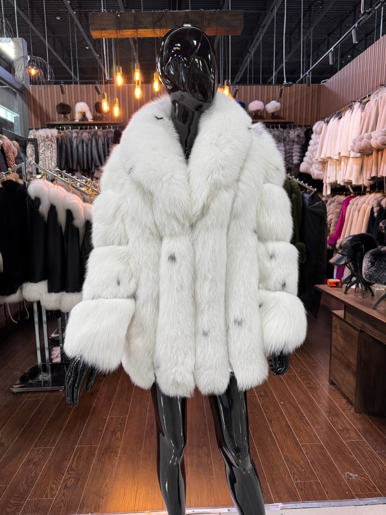 Exclusive Design Dalmatian White Fox Fur Jacket
