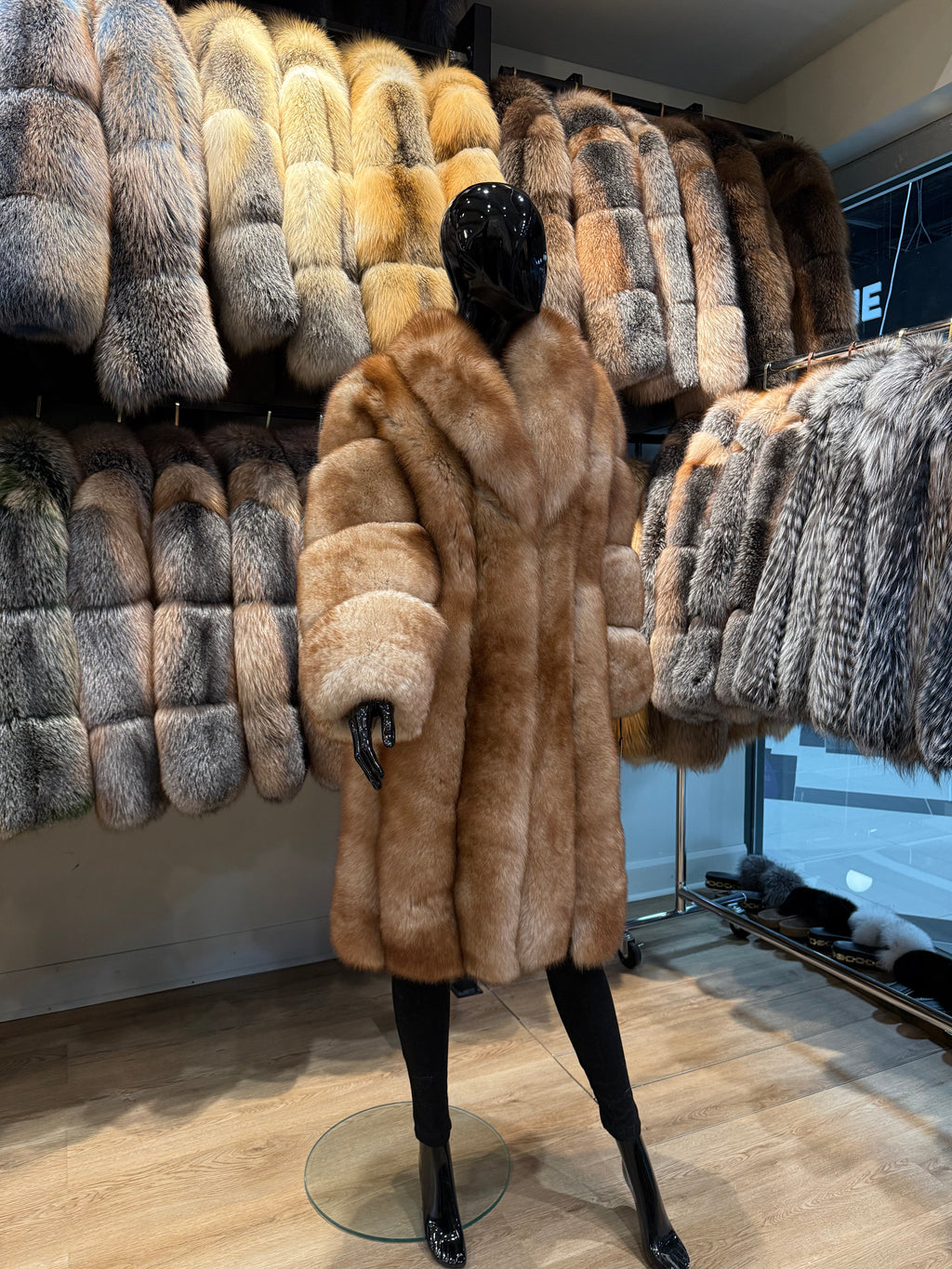 Luxury Golden Fox Fur Coat, Premium Quality