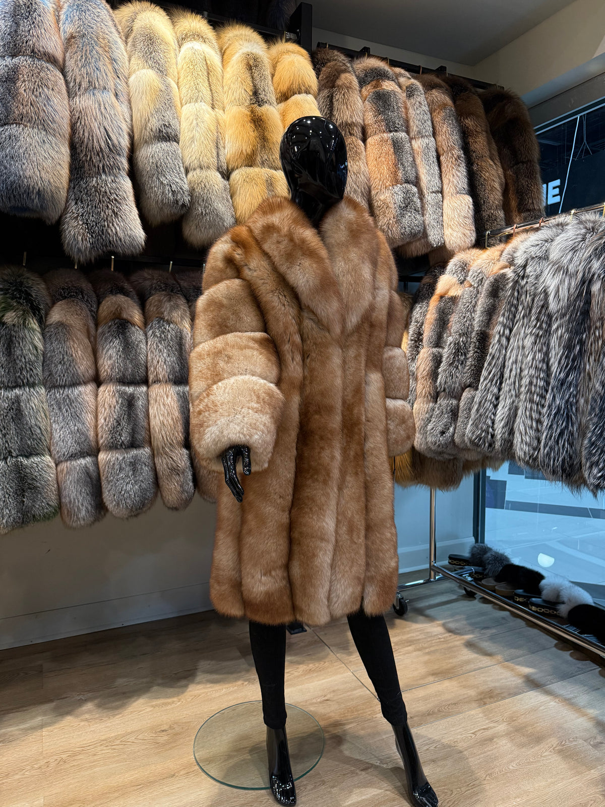 Luxury Golden Fox Fur Coat, Premium Quality