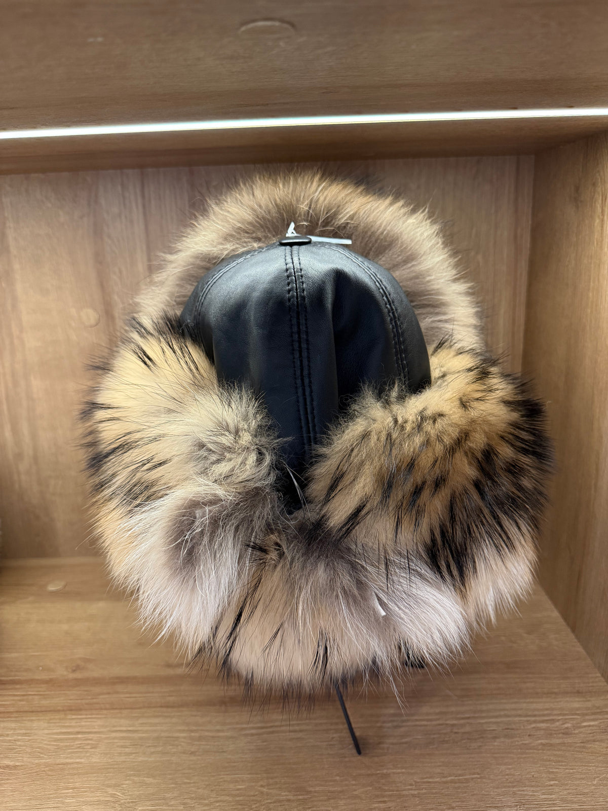 Natural Raccoon Fur & Genuine Leather Luxury Hat