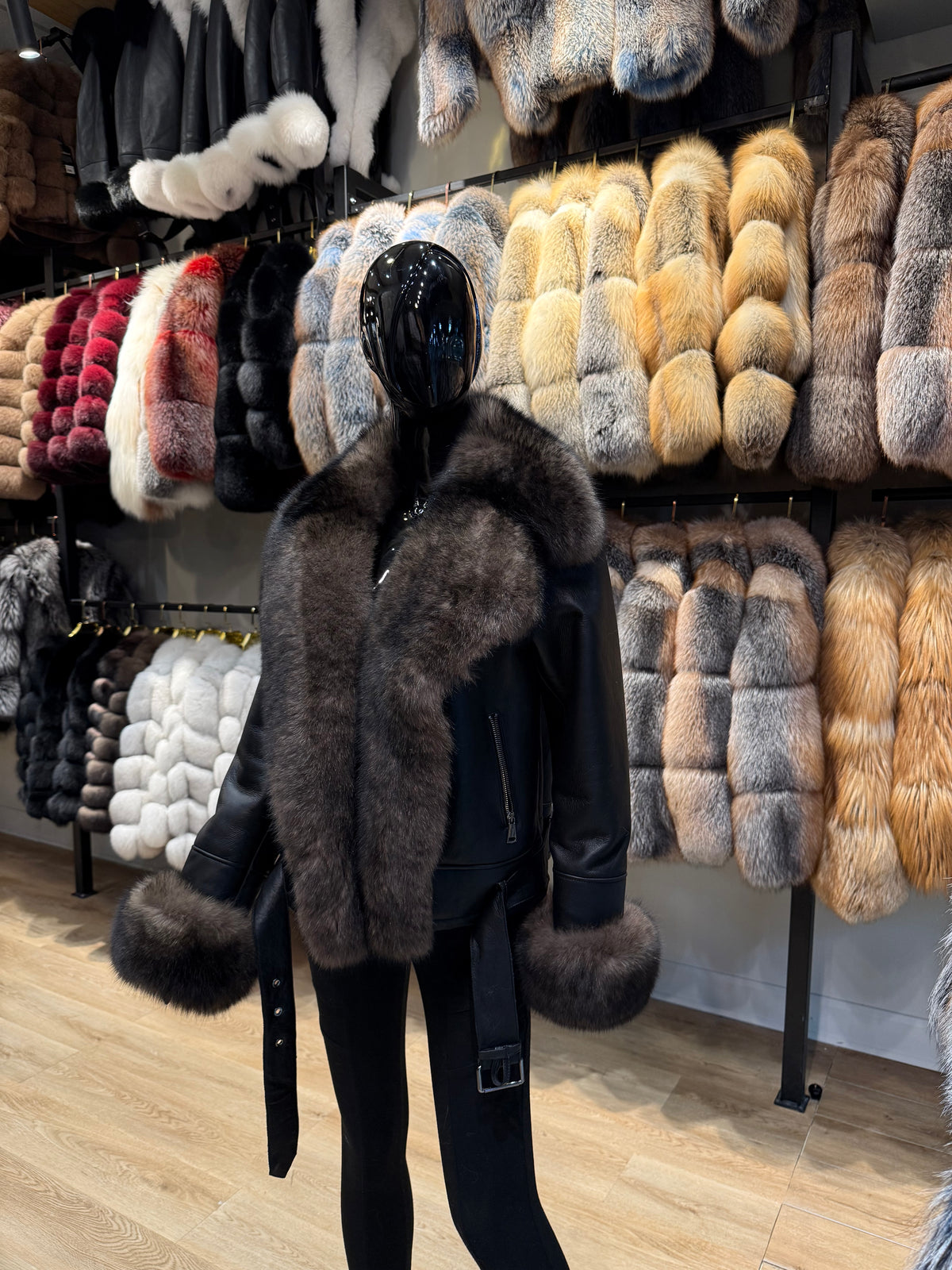 Sable Fox Fur Shearling Leather Jacket – Fully Fur Lined Luxury Winter Coat for Women