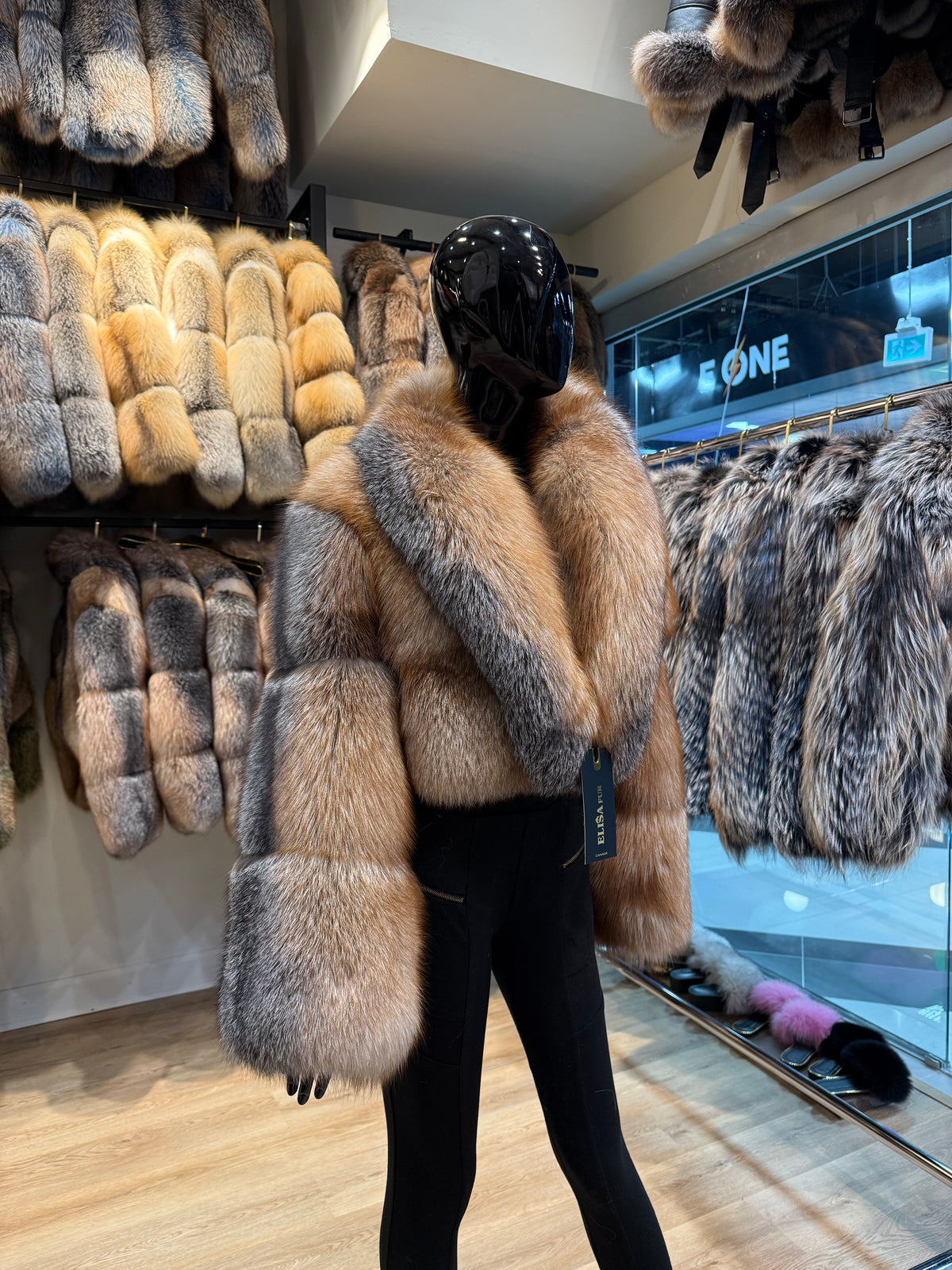 Natural Fox Fur Coat, One-Piece Genuine Fox Fur, Oversized Collar Luxury Winter Coat