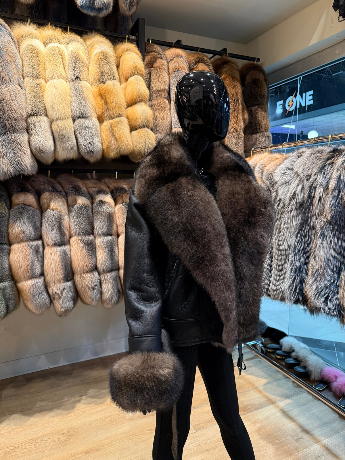 Sable Fox Fur Shearling Leather Jacket – Fully Fur Lined Luxury Winter Coat for Women