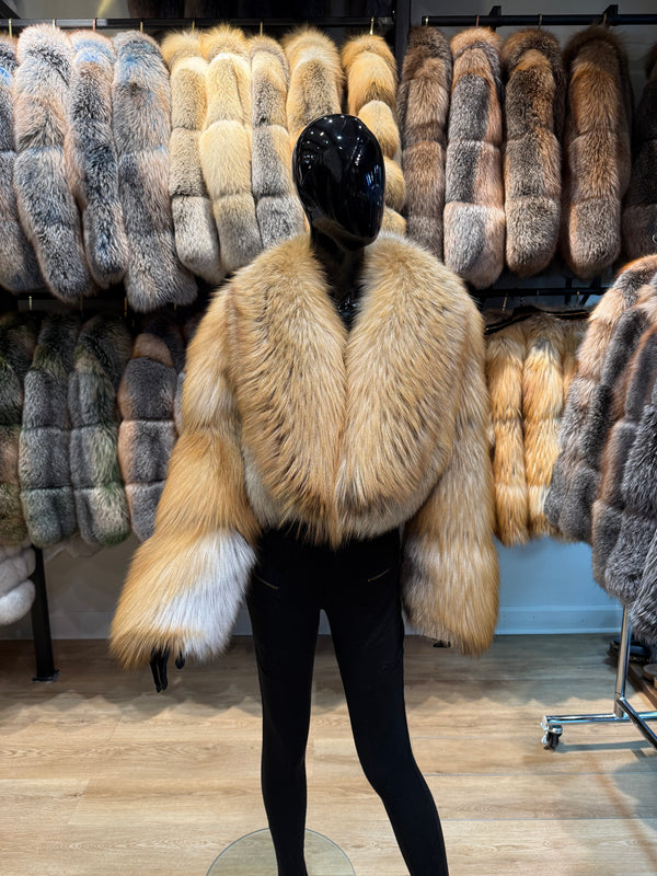 Natural Gold Fox Fur – One Piece Full Fur Special Design Luxury Jacket