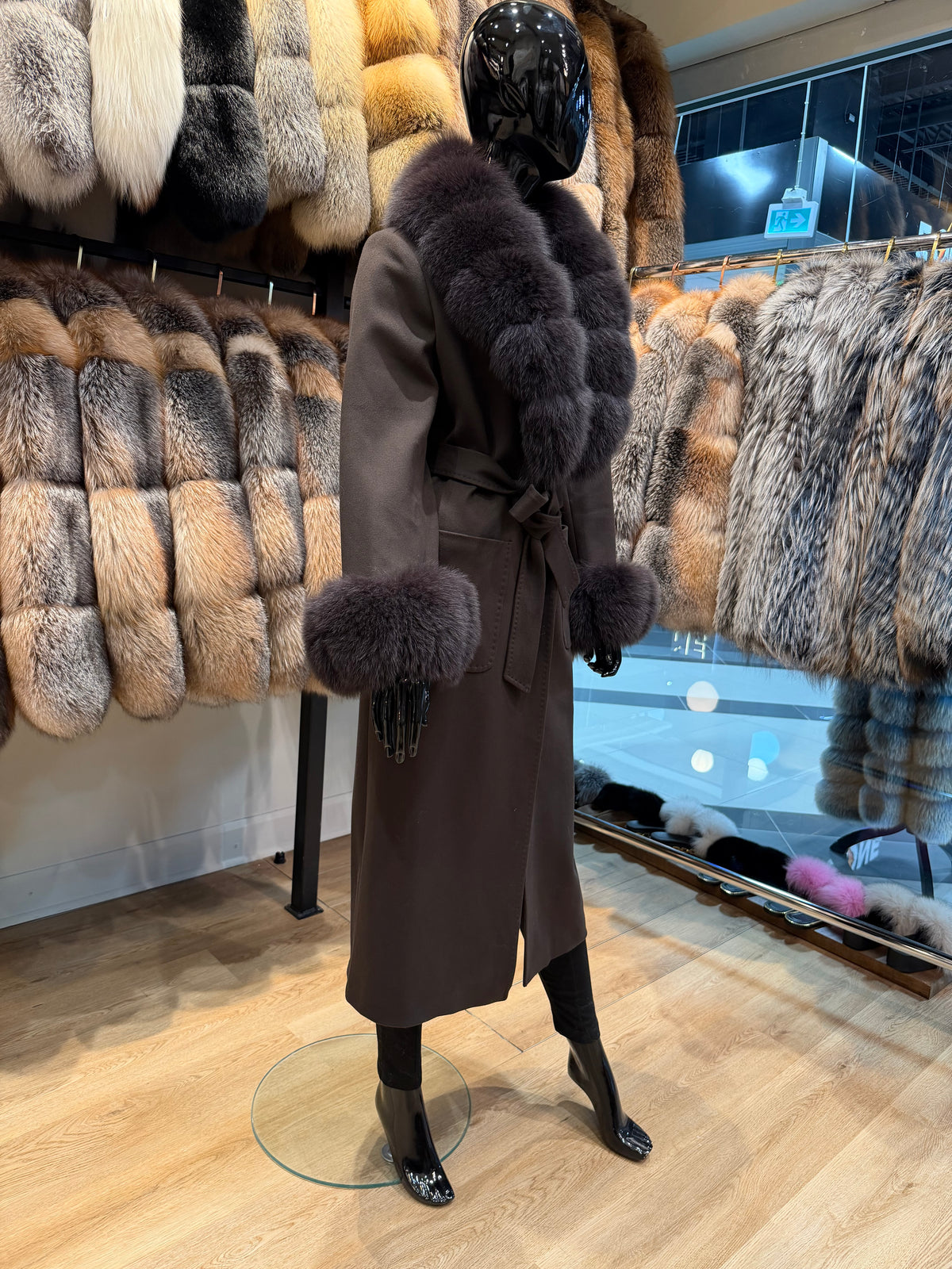 Luxury Chocolate Brown Fox Fur & Soft Cashmere