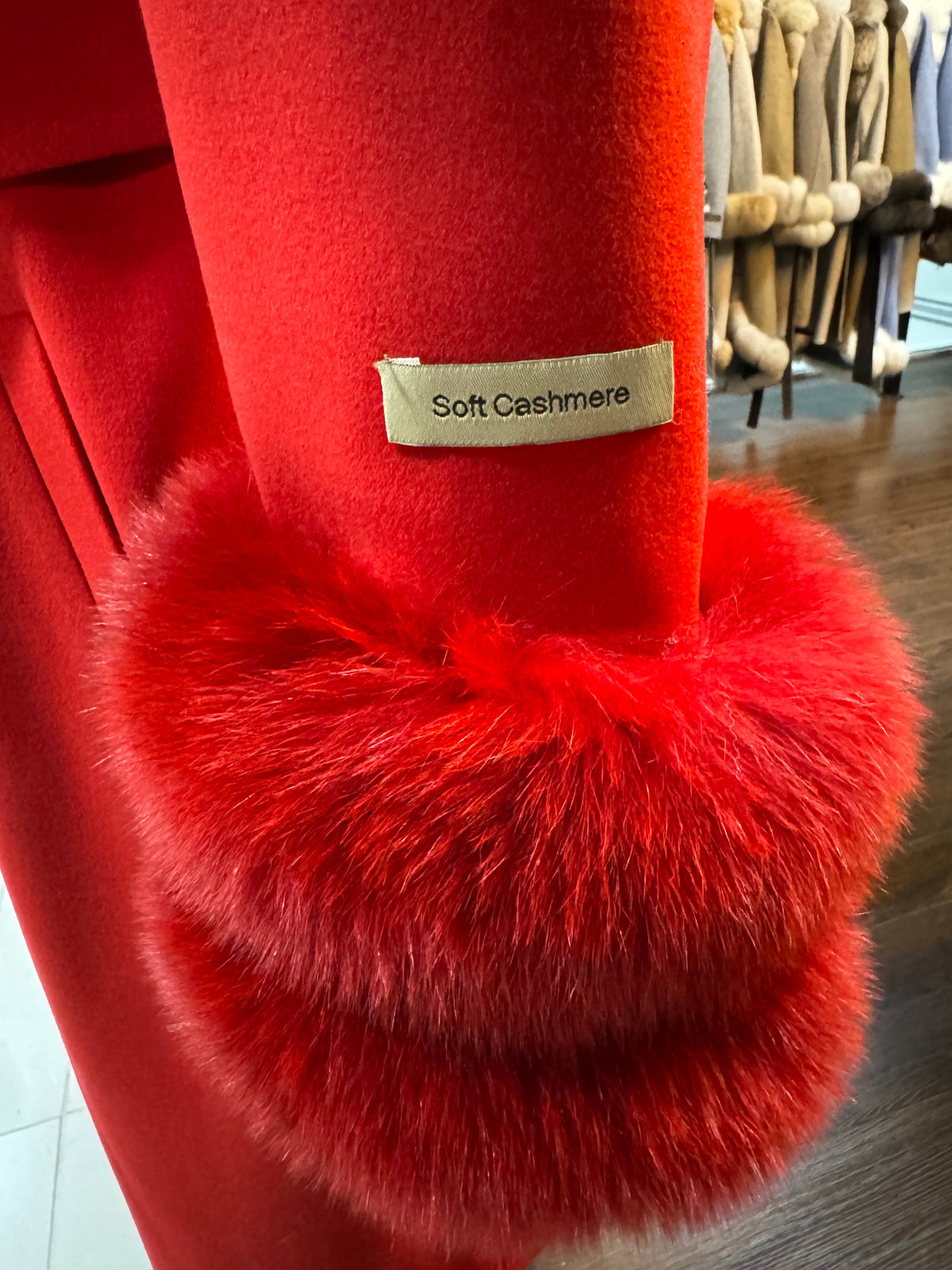 Red Fox Fur and Cashmere Fabric