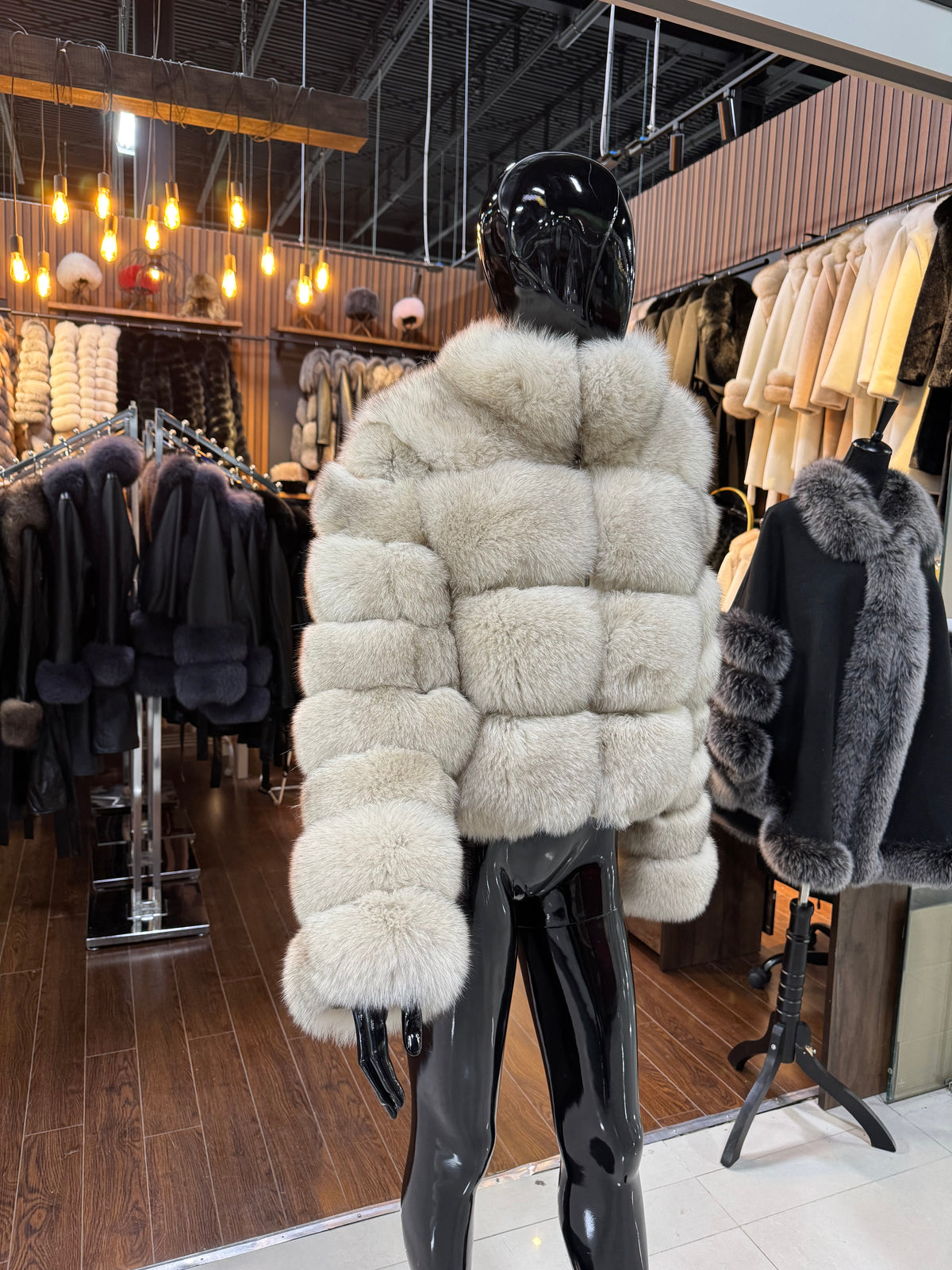 Beige Fox Fur Jacket