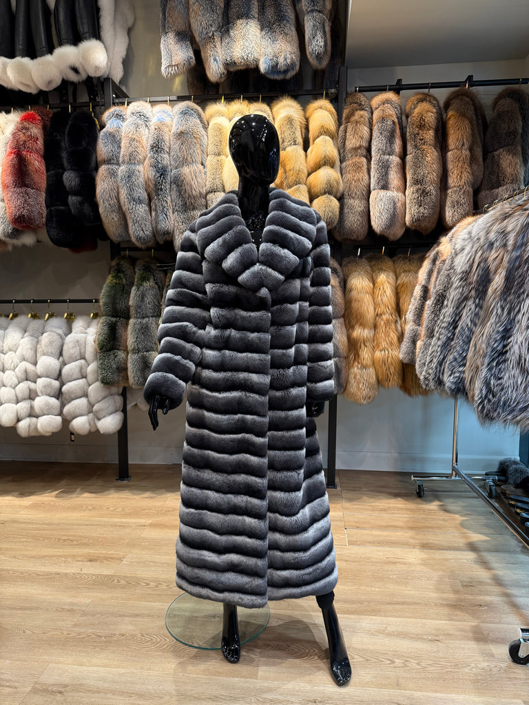 Luxury Rex Rabbit Fur Long Coat – 130 cm Full-Length Women’s Winter Coat