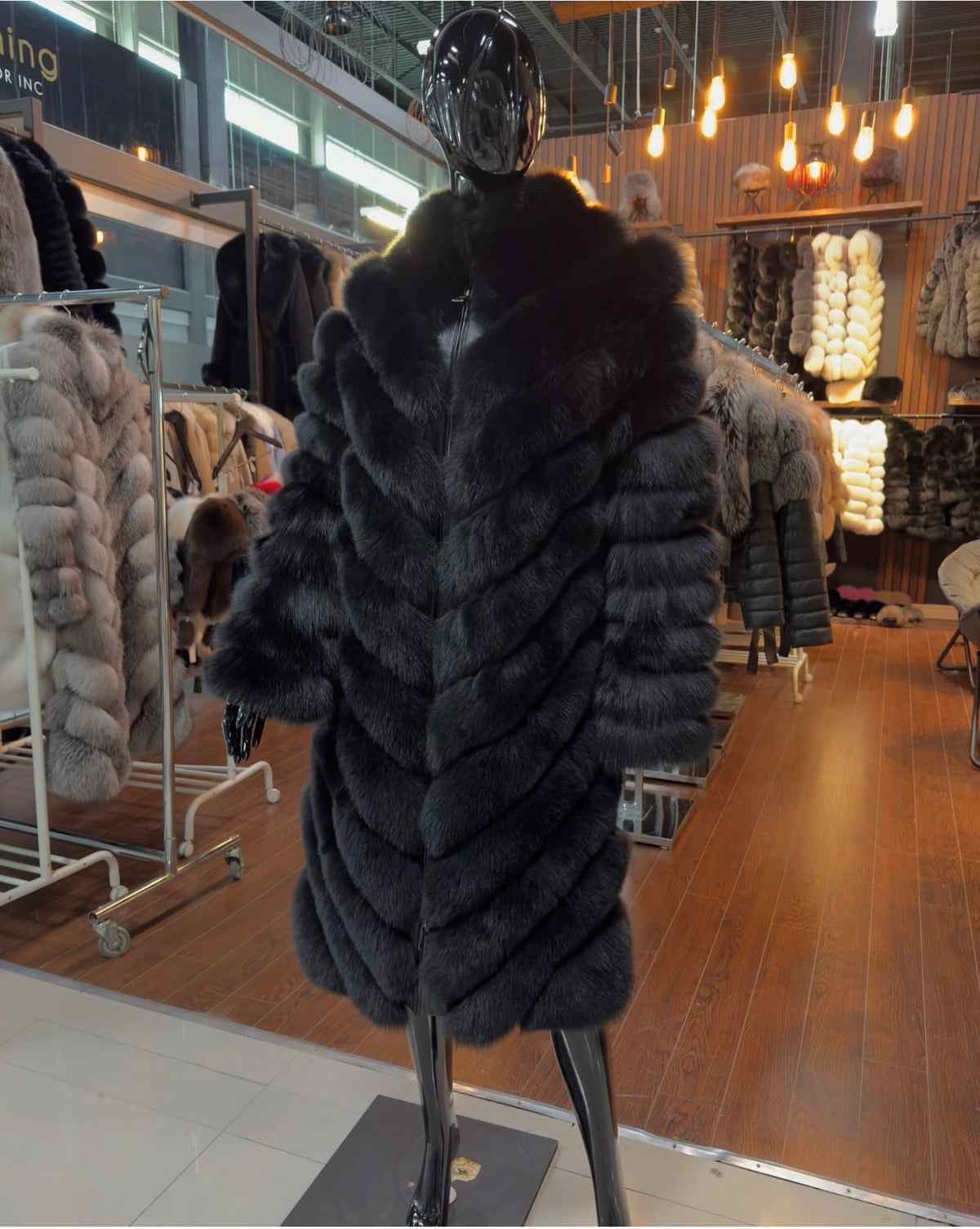 Exclusive Long Black Fox Fur Coat – High Quality & Best Price