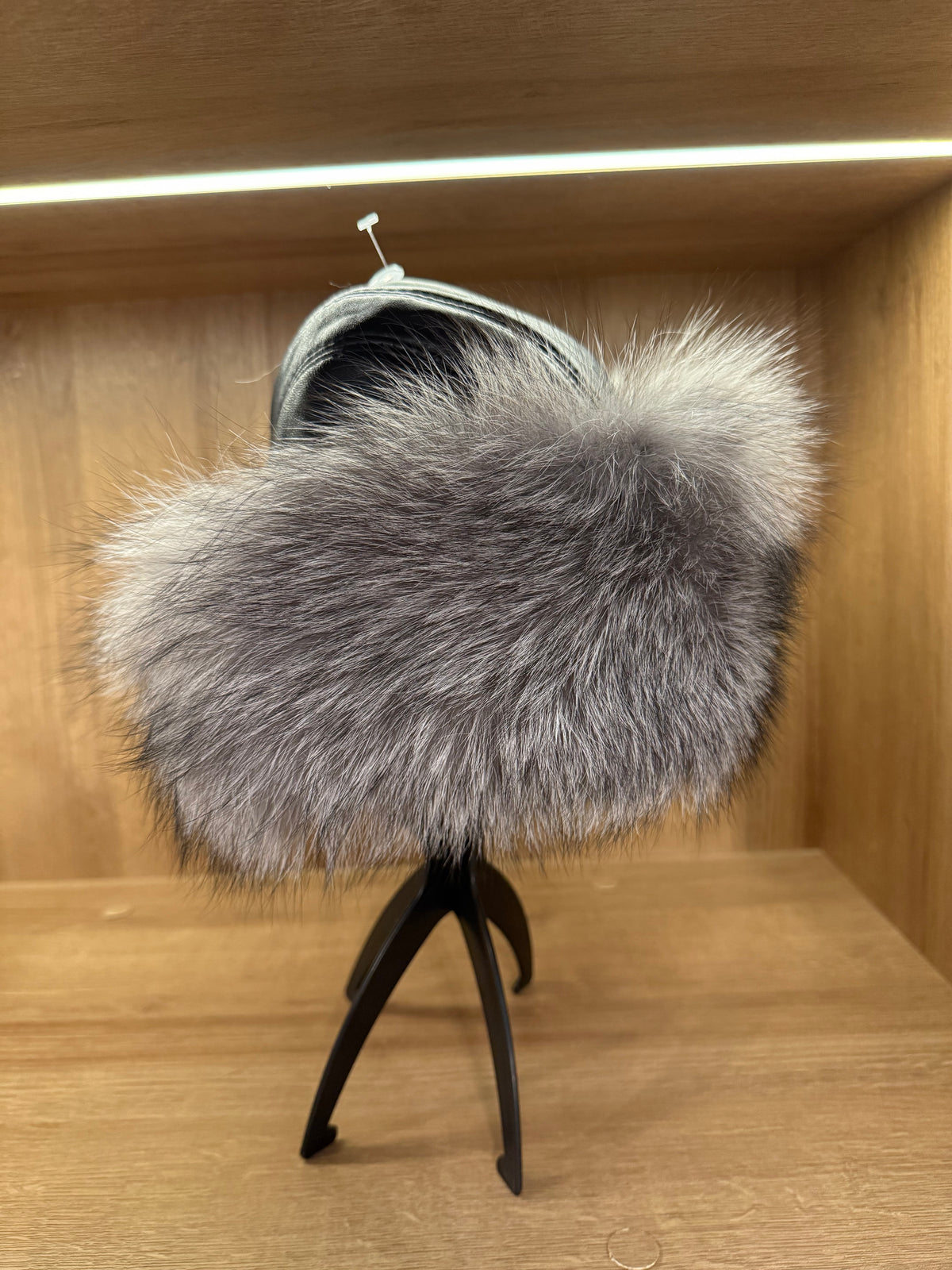 Silver Frost Fox Fur & Genuine Leather Luxury Hat