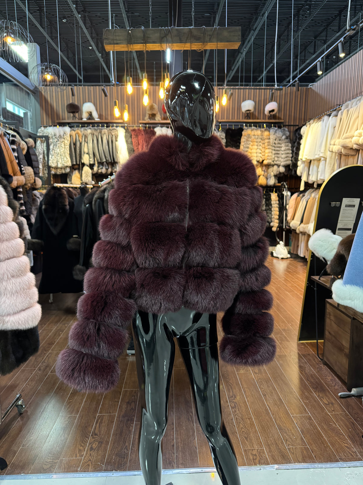 Burgundy Fox Fur Jacket