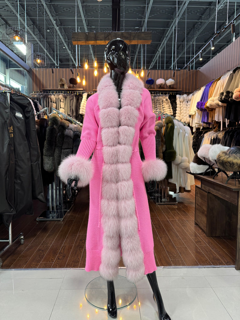 Luxury Fox Fur & Special Knitted Fabric Cardigan