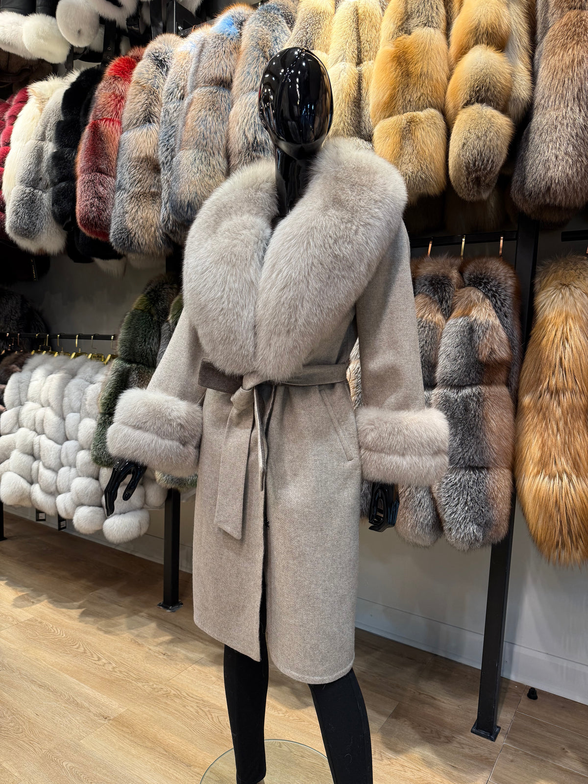 Fox Fur and Alpaca Fabric Coat