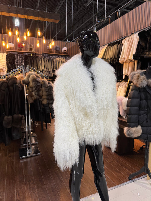 White Tibetan Fur Jacket