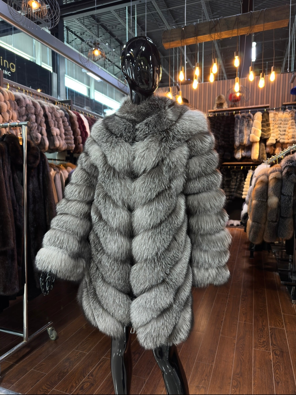 Silver Fox Fur Coat Women – Luxury Warm Winter Jacket, Real Fur