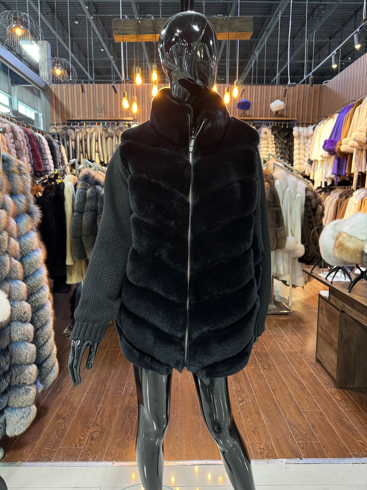 Luxury Rex Rabbit & Fox Fur Jacket – Genuine Fur Designer Coat