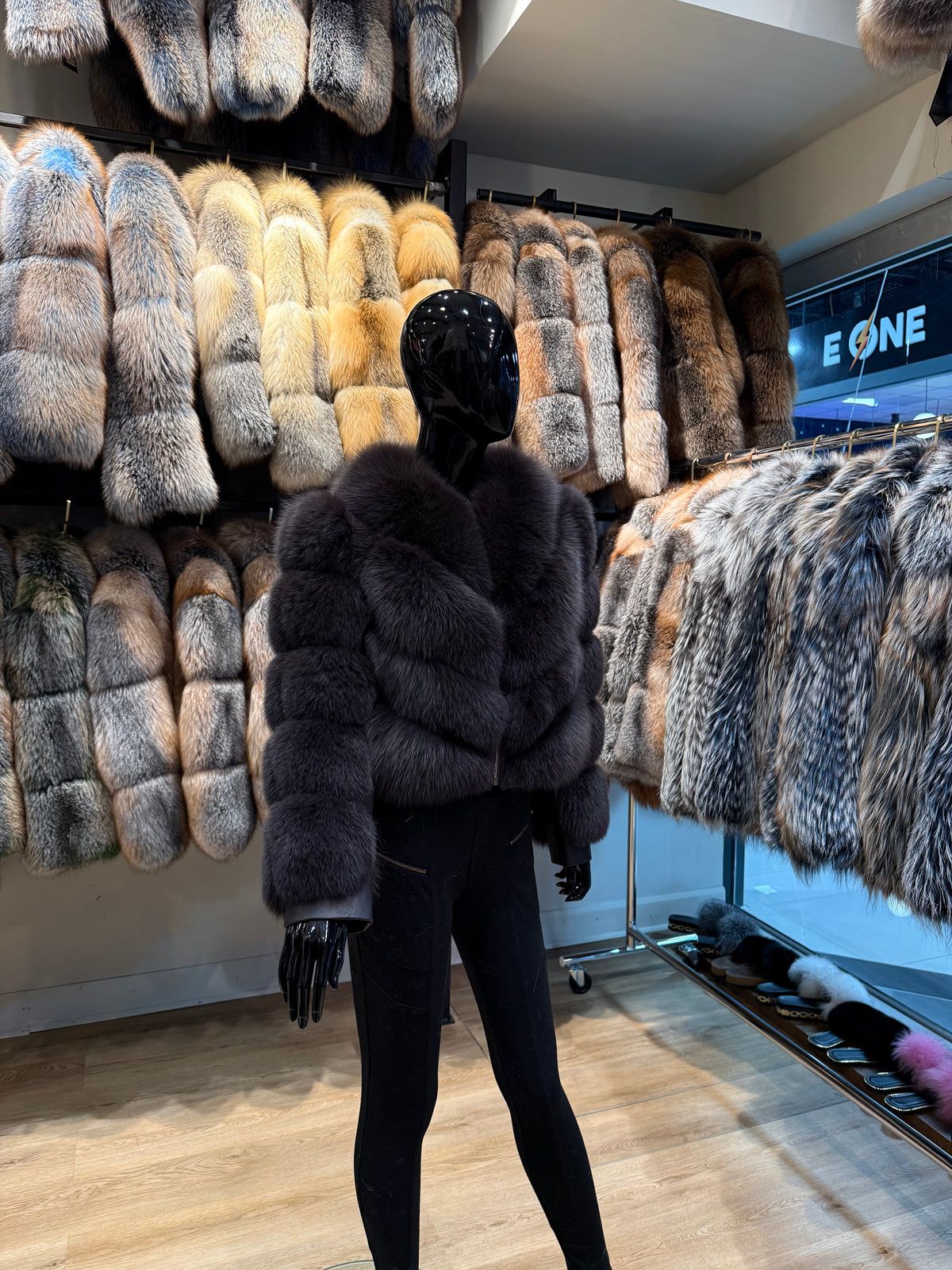 Chocolate Brown Fox Fur Convertible Jacket – Detachable Sleeves & Vest Style