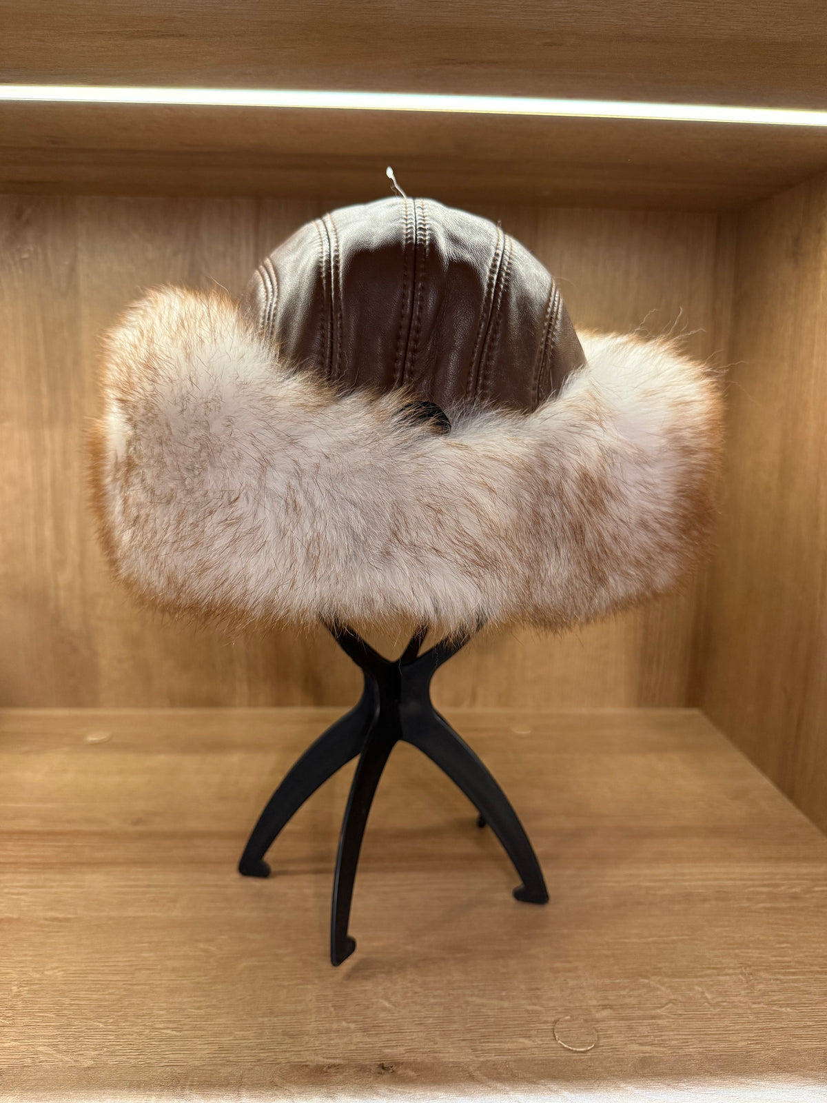 Brown Fox Fur & Genuine Leather Luxury Hat