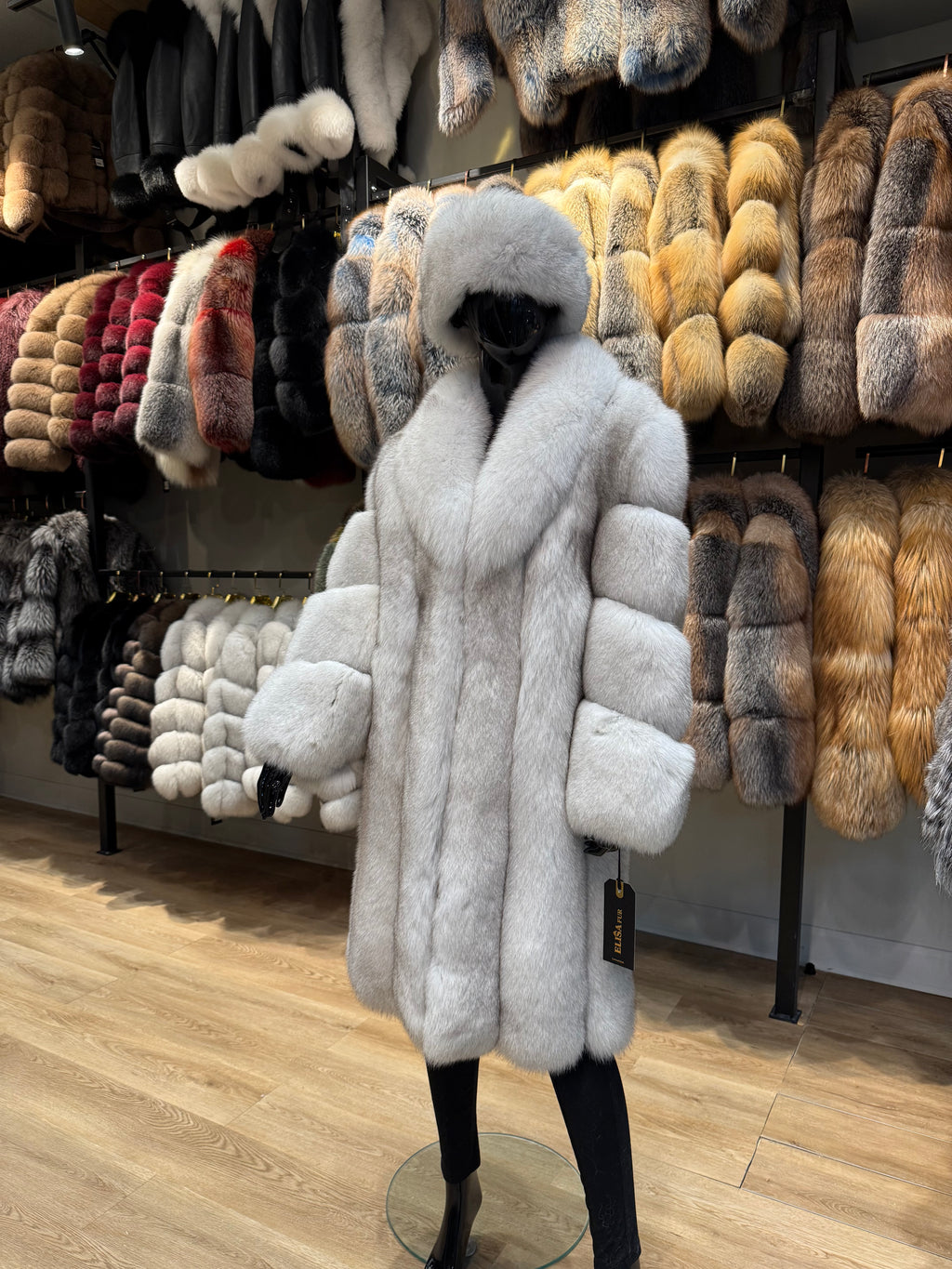 White Fox Fur Long Coat – Luxury & Ultra-Warm Real Fur Jacket