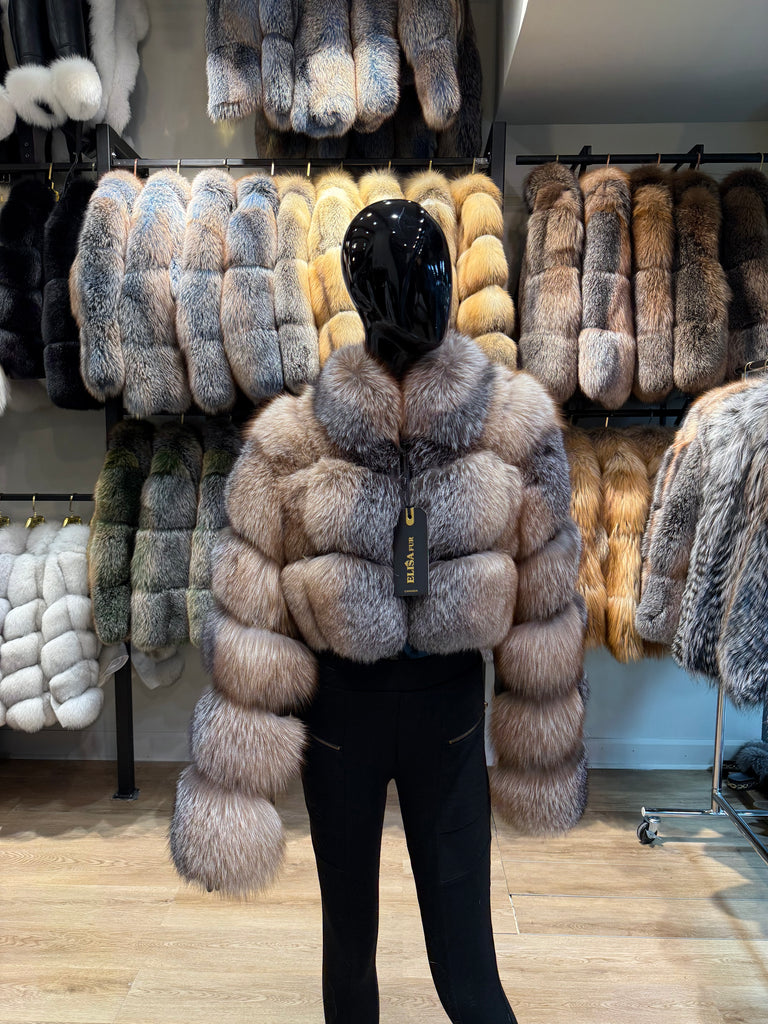 Natural Frost Fox Fur Jacket – Exclusive Luxury Design