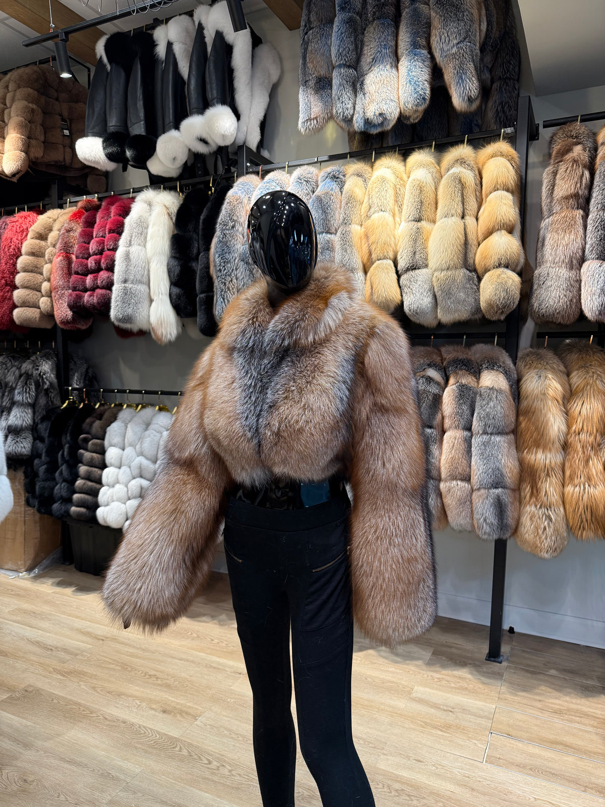 Natural Color One-Piece Genuine Fox Fur Jacket – Exclusive Design