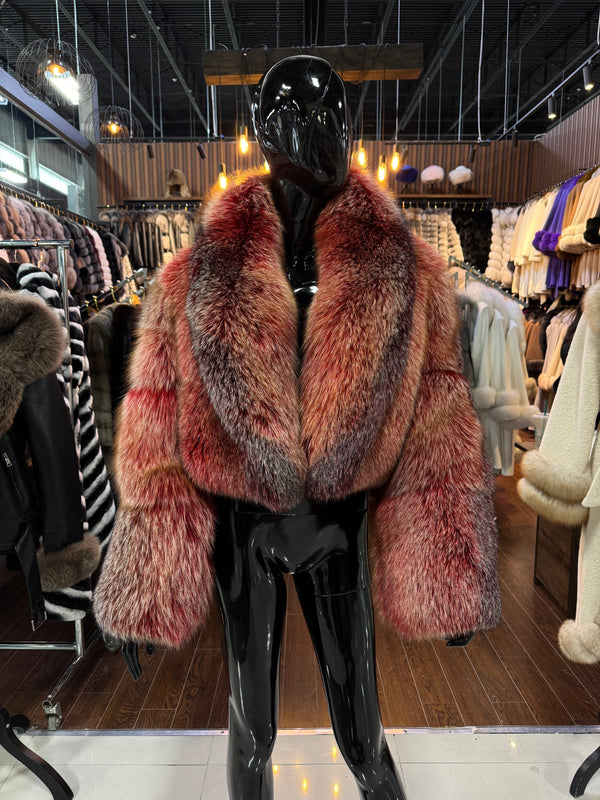 Premium Red Fox Fur Jacket – Exclusive Custom Color