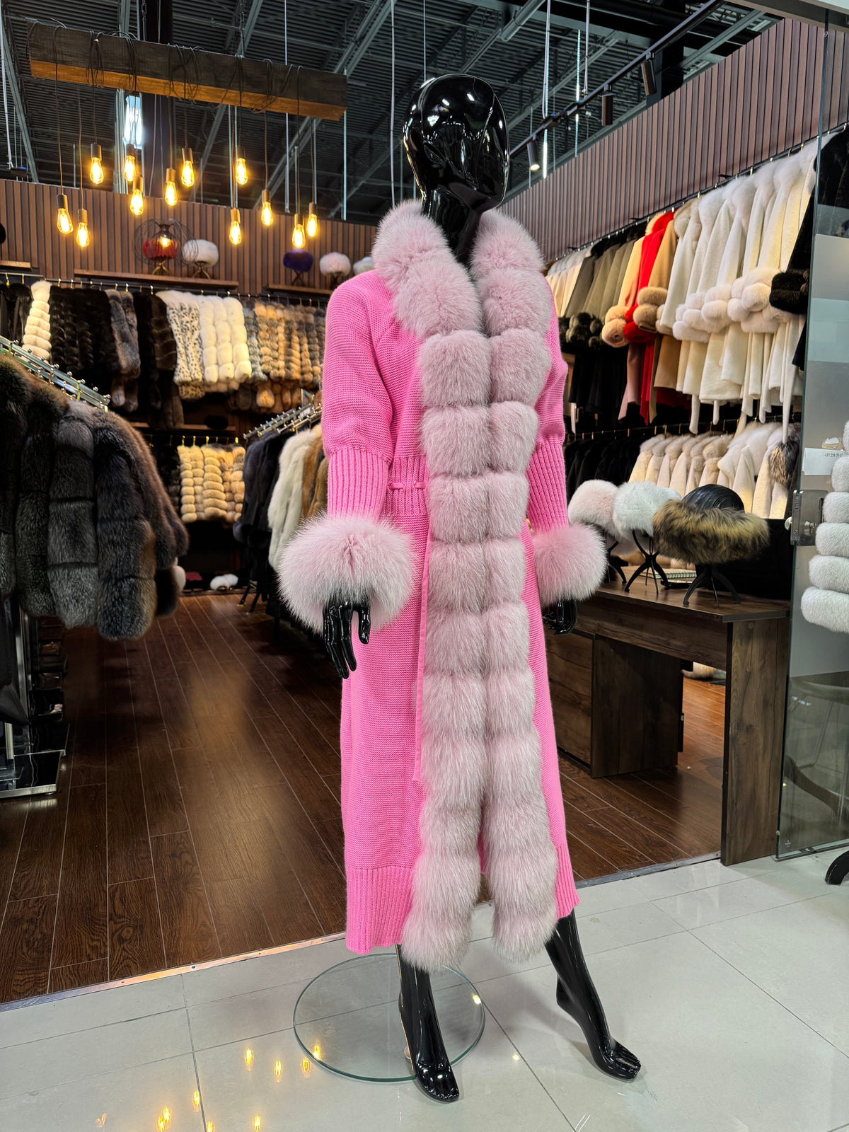Luxury Fox Fur & Special Knitted Fabric Cardigan