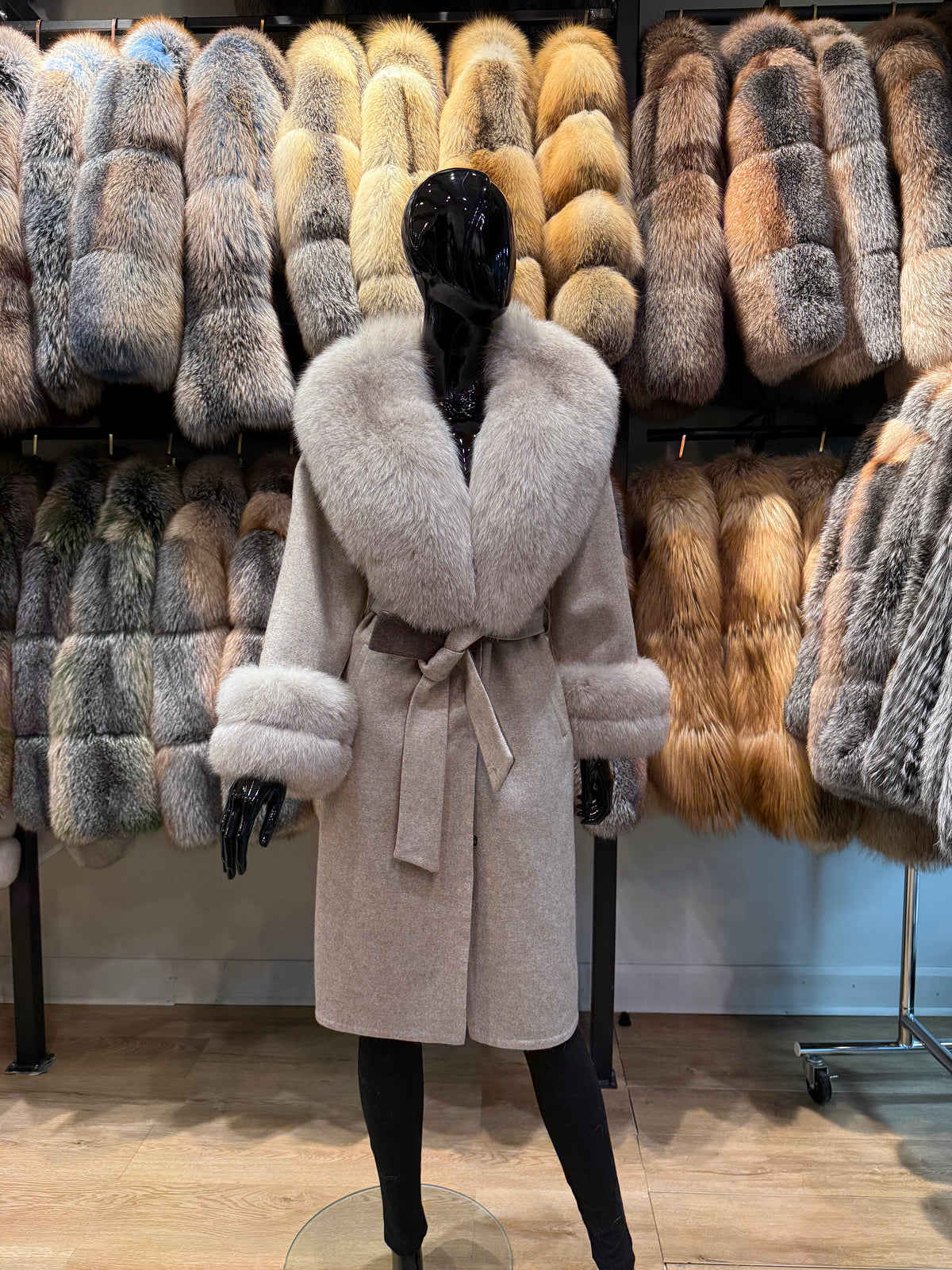 Fox Fur and Alpaca Fabric Coat